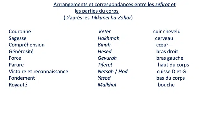 Arrangements and correspondences between the sefirot and the parts of the body (From the Tikkunei ha-Zohar)Sefer Yetsirah